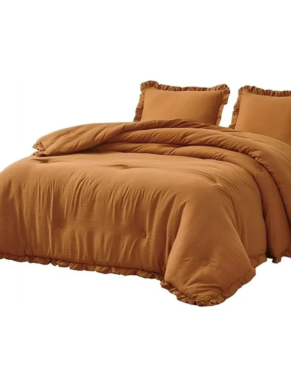 Rust Ruffle Edge Full 3 piece Comforter Set